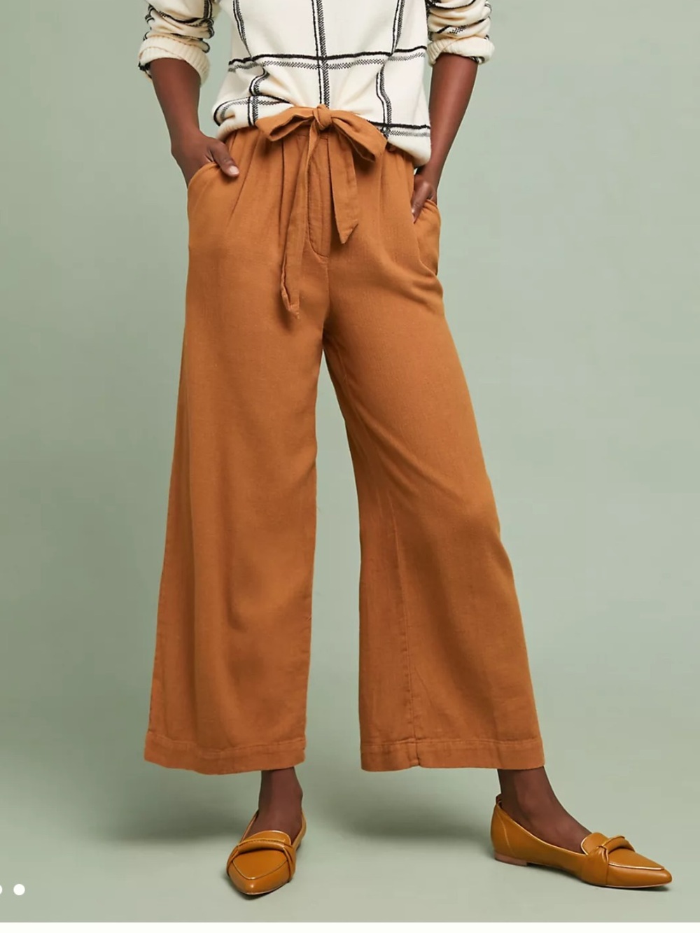 Anthropologie Emma Wide Leg Pants Women’s Size 2 ankle High Rise Belted B18